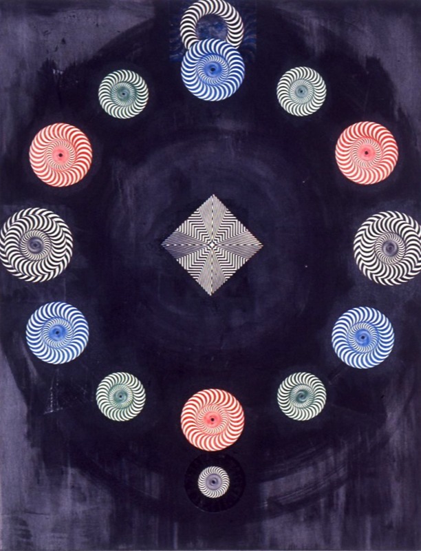 "Acidchusetts, Nez Pearce" 1990 42" X 56" Acrylic, bubblejet prints, methyl-cellulose on canvas